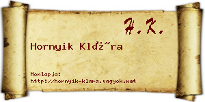 Hornyik Klára névjegykártya